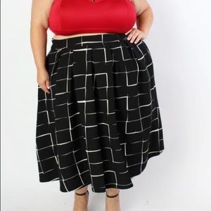 Society + Windowpane Midi Skirt